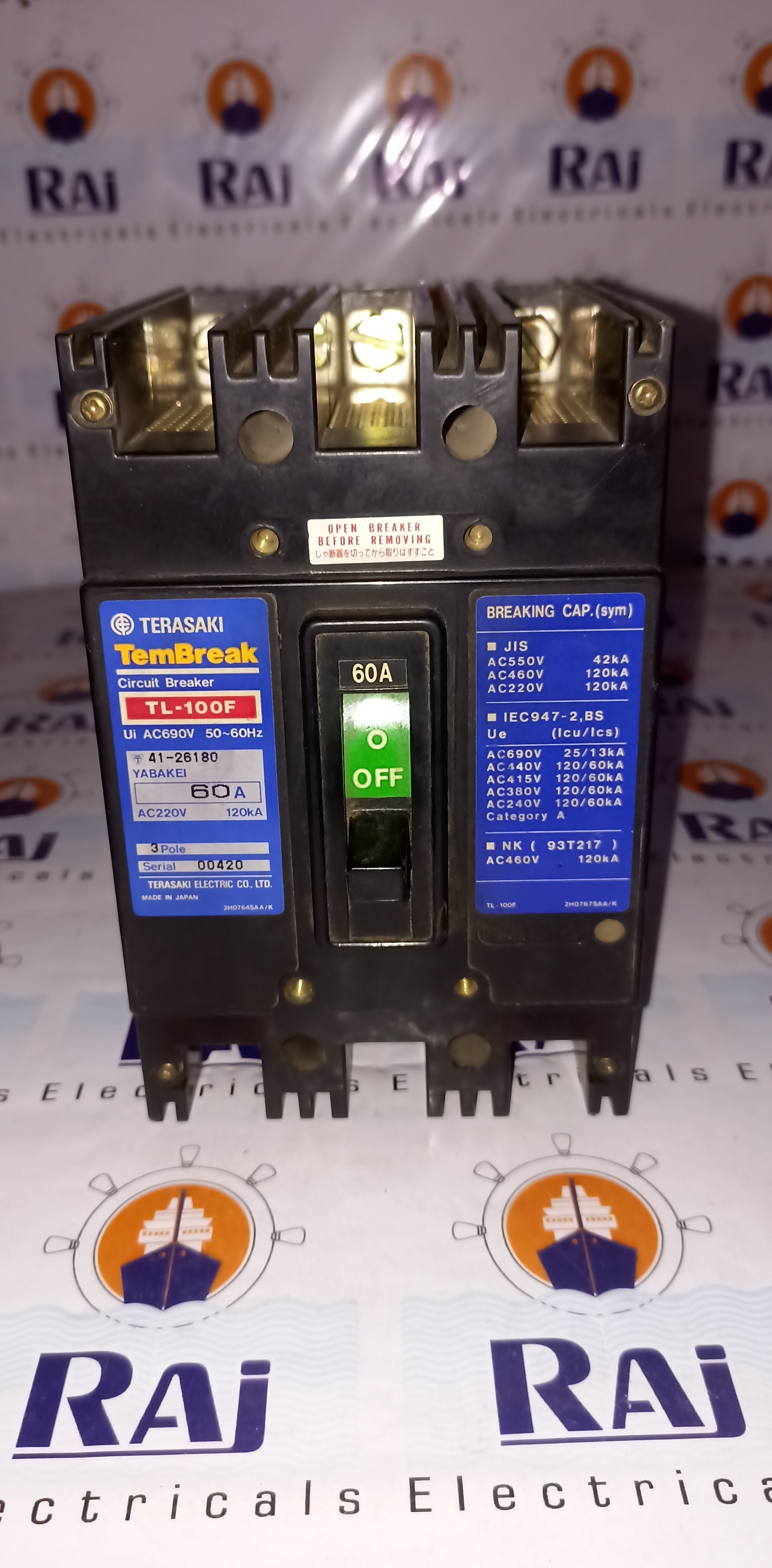 TERASAKI (TL-100F) 60A 3P MCCB