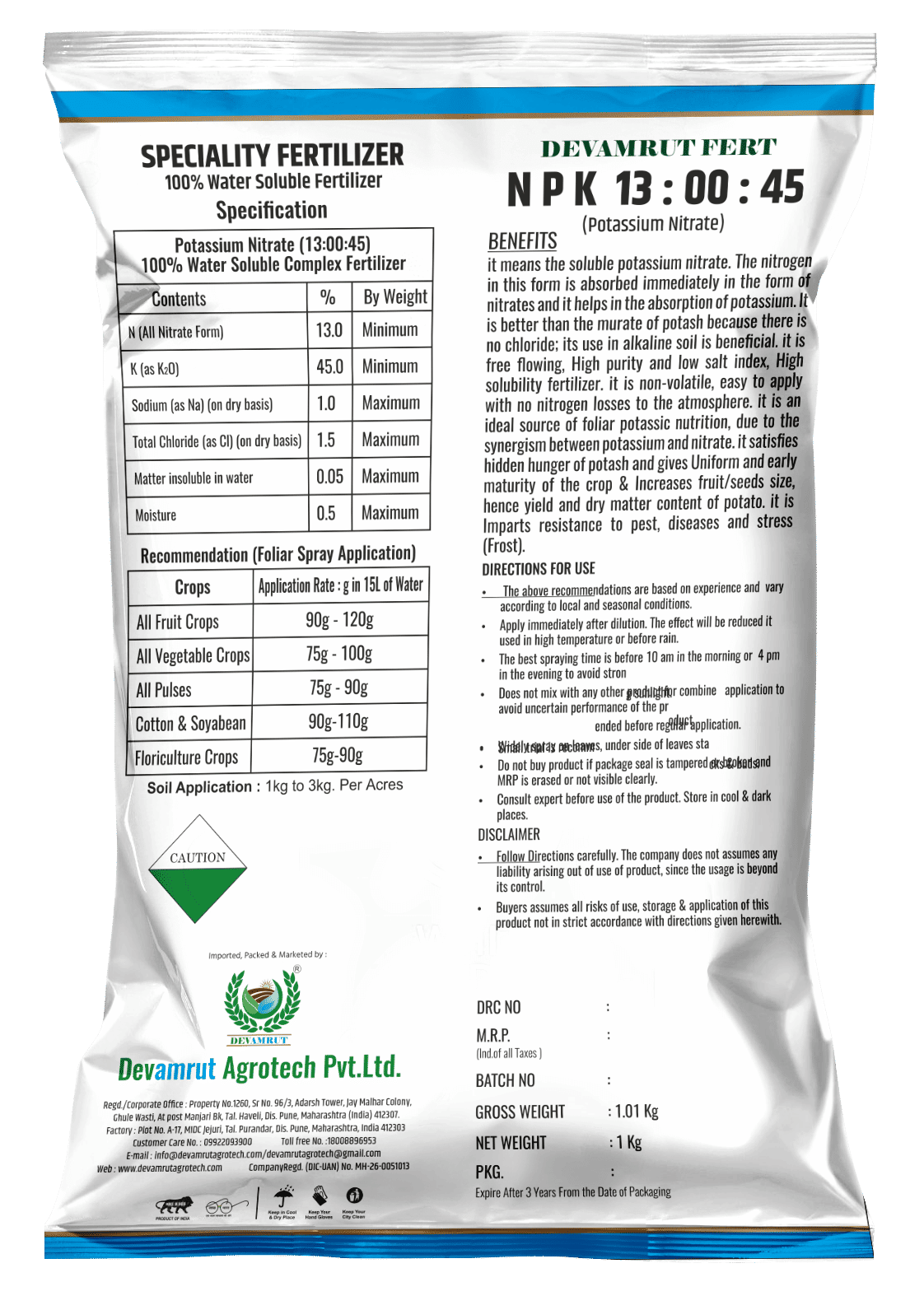 NPK 13.00.45 Potassium Nitrate