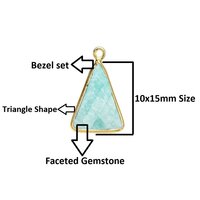 Amazonite Gemstone 10x15mm Triangle Shape Gold Vermeil Bezel set Charm