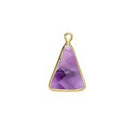 Amethyst Gemstone 10x15mm Triangle Shape Gold Vermeil Bezel set Charm