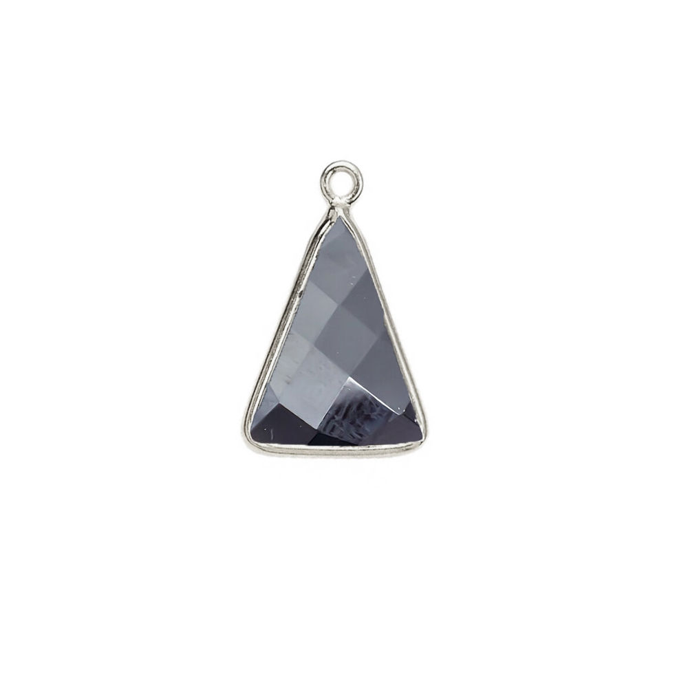 Black Onyx Gemstone 10x15mm Triangle Shape Gold Vermeil Bezel set Charm