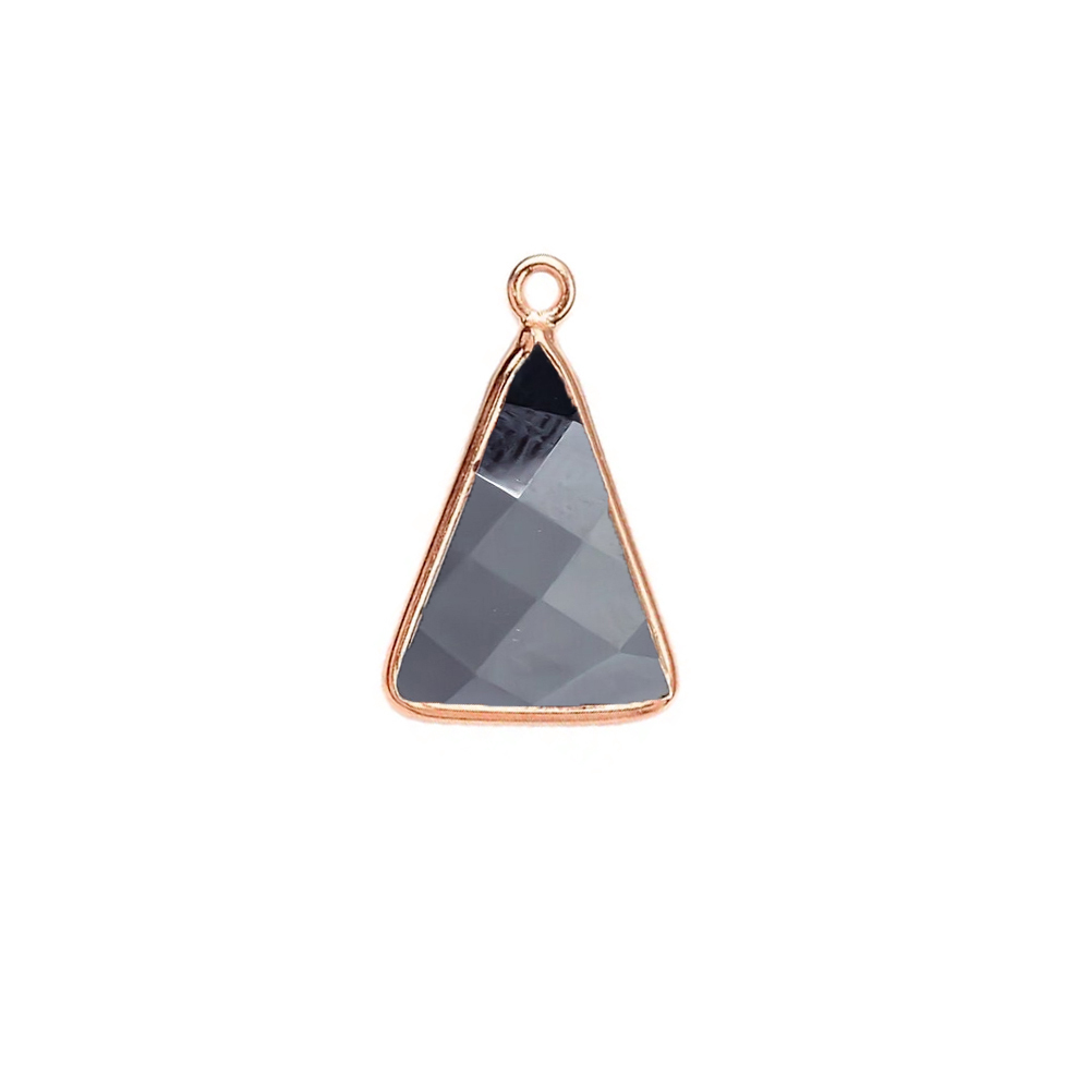 Black Onyx Gemstone 10x15mm Triangle Shape Gold Vermeil Bezel set Charm