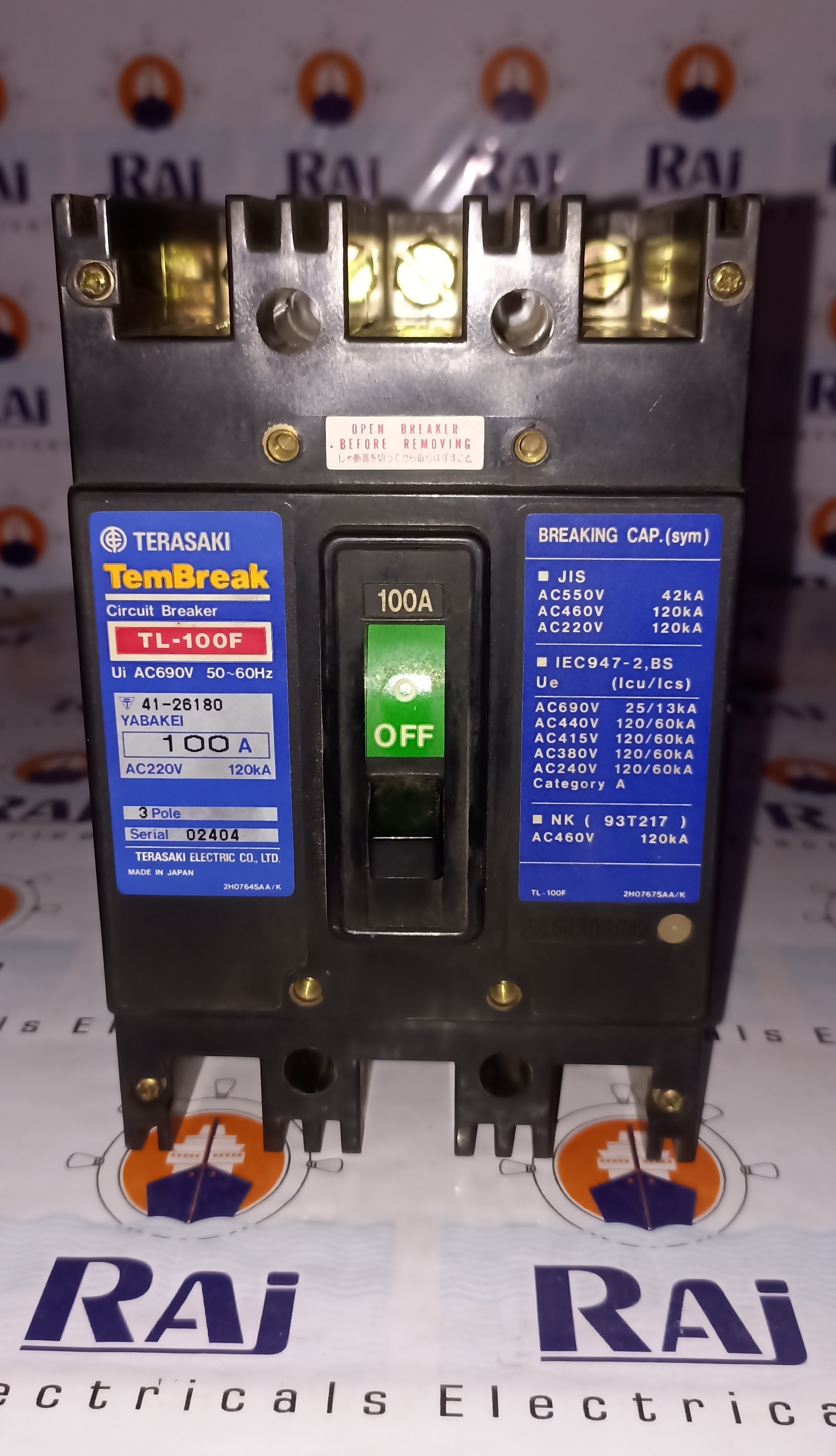 TERASAKI (TL-100F) 100A 3P MCCB