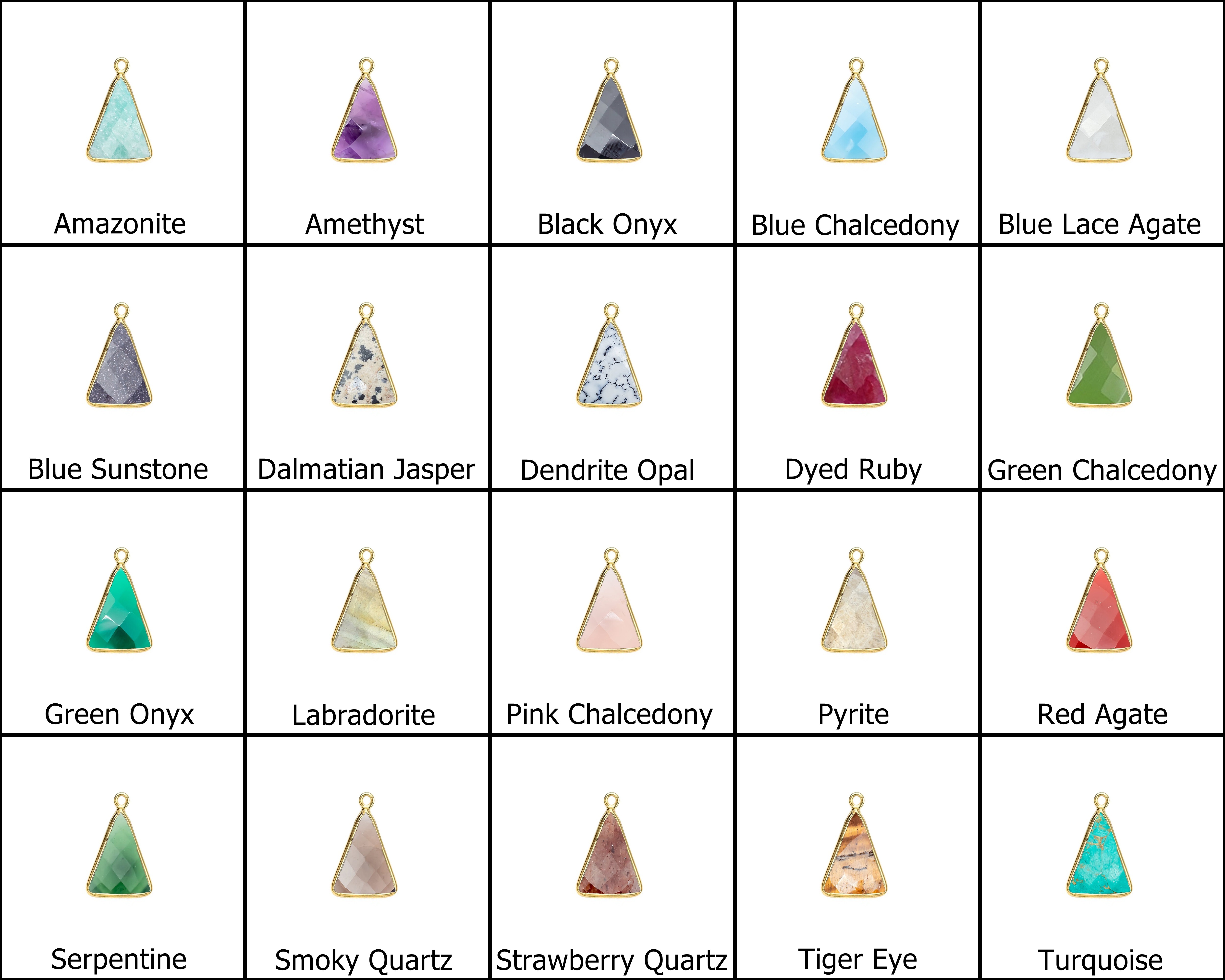 Blue Chalcedony Gemstone 10x15mm Triangle Shape Gold Vermeil Bezel set Charm