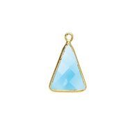 Blue Chalcedony Gemstone 10x15mm Triangle Shape Gold Vermeil Bezel set Charm