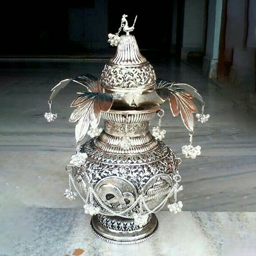 Silver Plated Kalash With Narial