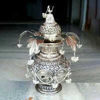 Silver Plated Kalash With Narial Design: Modern