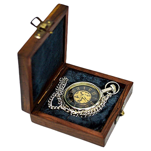 Antique Locket Pocket Watch with Wooden Box