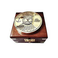 Brass Calendar Paperweight With Wood Box