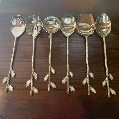 Handles Serving Spoons Gold Leaf Design