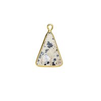 Dalmatian Jasper Gemstone 10x15mm Triangle Shape Gold Vermeil Bezel set Charm