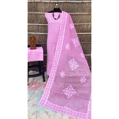 Ethnic Pink Applique Suit Material