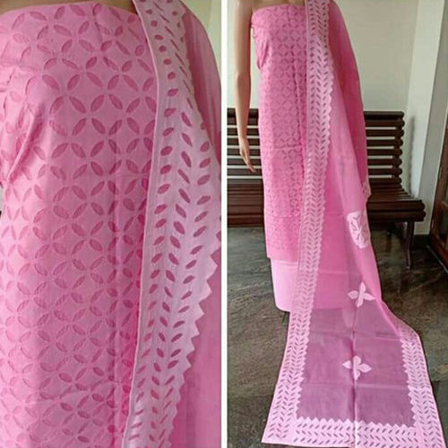 Ethnic Pink Cutwork Suit Material - Attributes: Washable