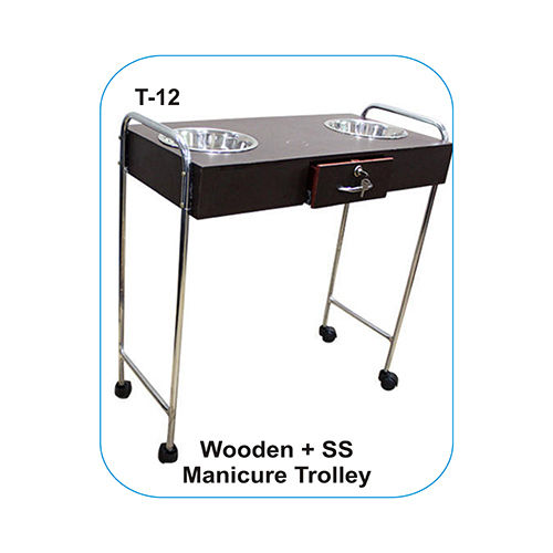 Wooden And SS Manicure Trolley