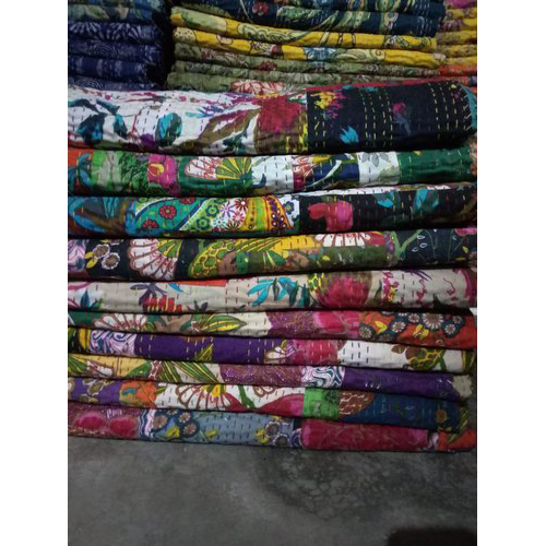 Bird Print Kantha Work Bedsheets