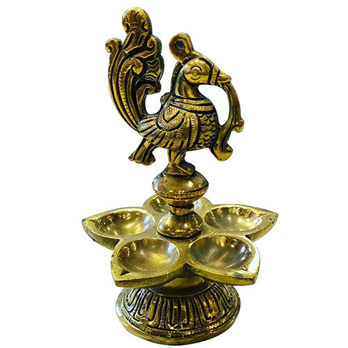 Designer Peacock Brass Diya