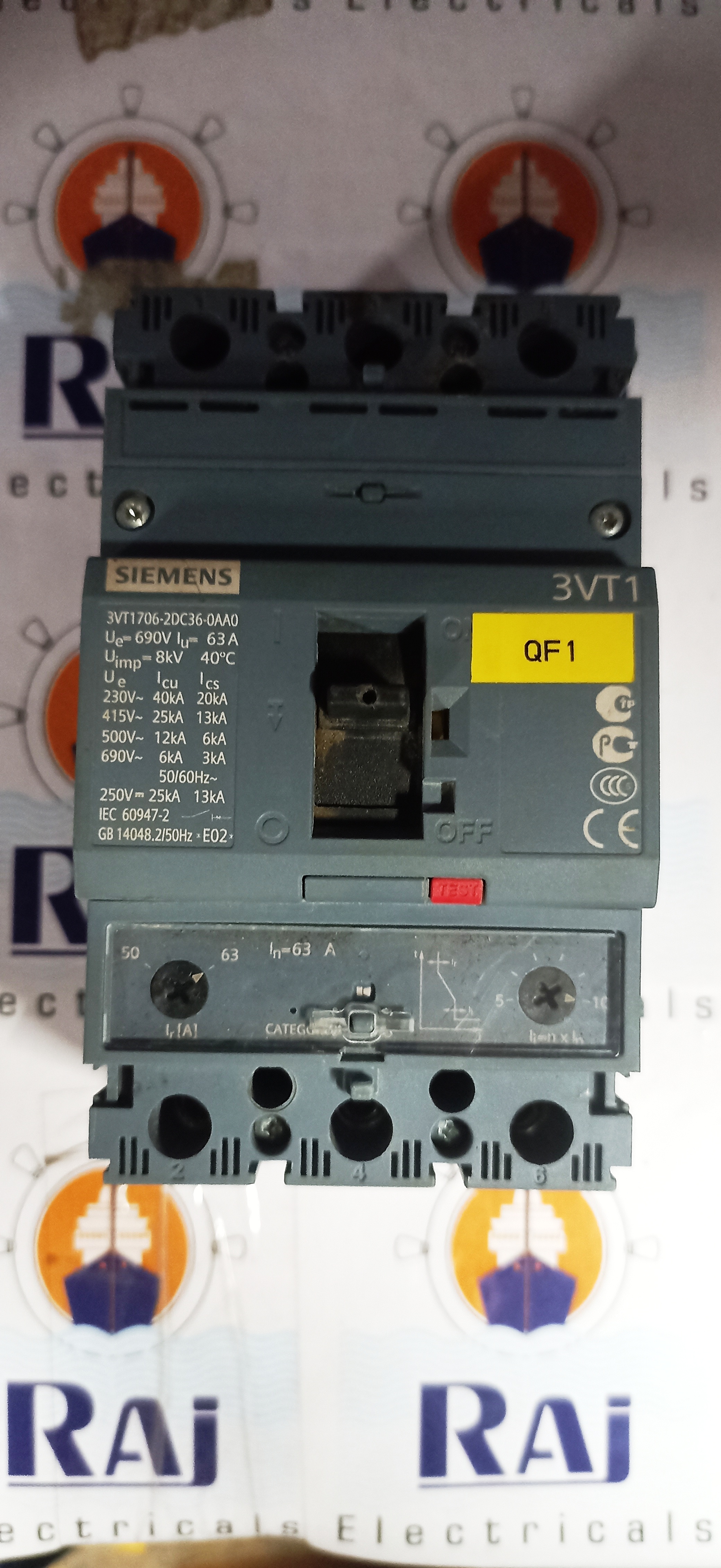 SIEMENS (3VT1) 63A 3P MCCB