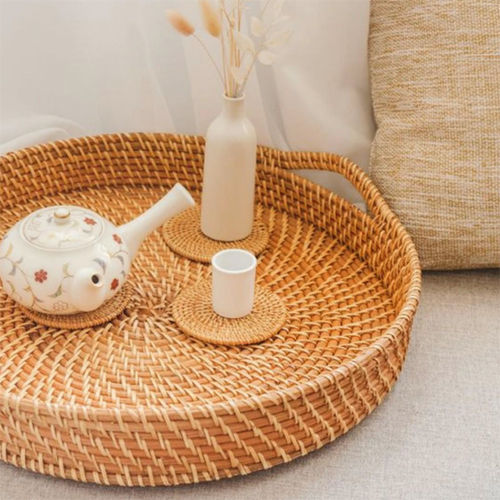 Rattan Round decorative Tray