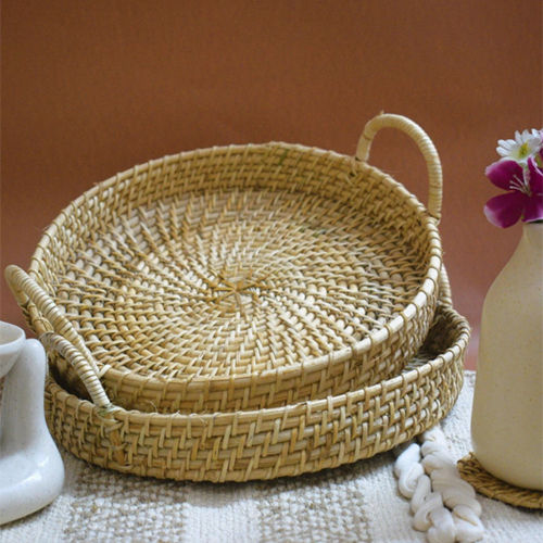 Handicraft Round Tray with Handle