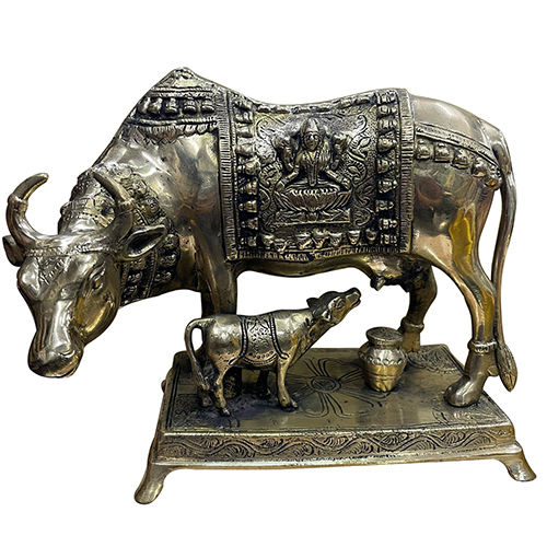 Brass Cow Calf Statue