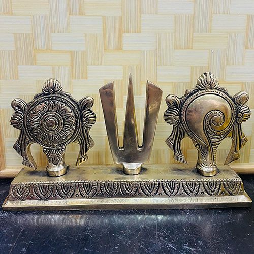 Brass Shankh Chakra Namah Showpiece
