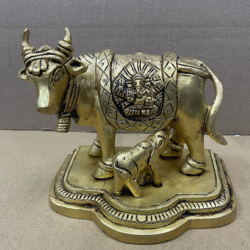 Brass Cow With Calf Statue