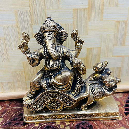 Brass Lord  Ganesha  With Riding Rat