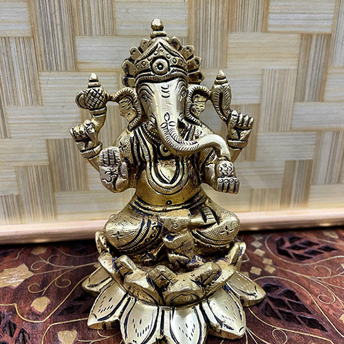 Silver Ganesha Brass Murti