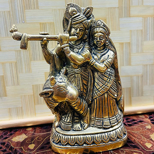 Brass Lord Radha Krishna Statue