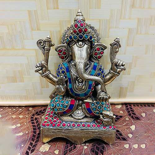 Decorative Ganesha Brass Murti