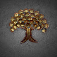 Gold Metal Wall Art - 25x30 Cm , Polished Metallic Gold Finish, Intricate Nature-inspired Tree Design For Modern Home Decoration