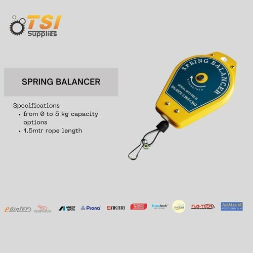 Spring Balancer - Aluminium Alloy Body with Steel Wire Rope, 1-100 kg Capacity, 1.5-3m Cable Length, Inbuilt Safety Stopper, Adjustable Retracting Speed