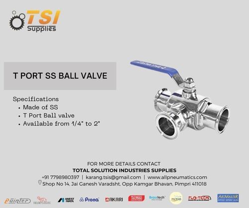 T PORT SS BALL VALVE