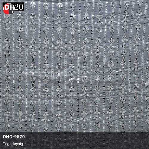 Allover Lining Type embroidery with Cotton Thread sequins fabric