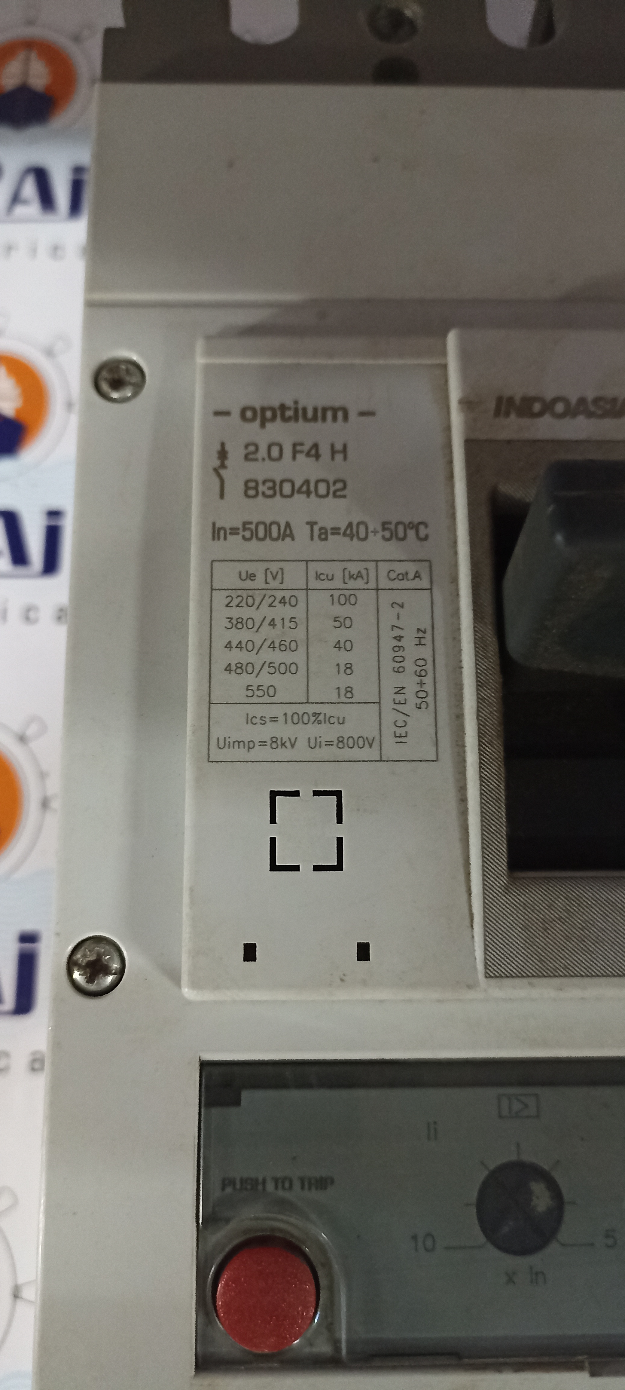 INDOASIAN 500A 3P MCCB