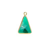 Green Onyx Gemstone 10x15mm Triangle Shape Gold Vermeil Bezel set Charm