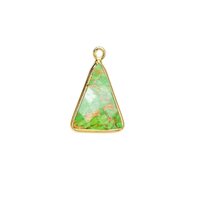 Green Turquoise Gemstone 10x15mm Triangle Shape Gold Vermeil Bezel set Charm