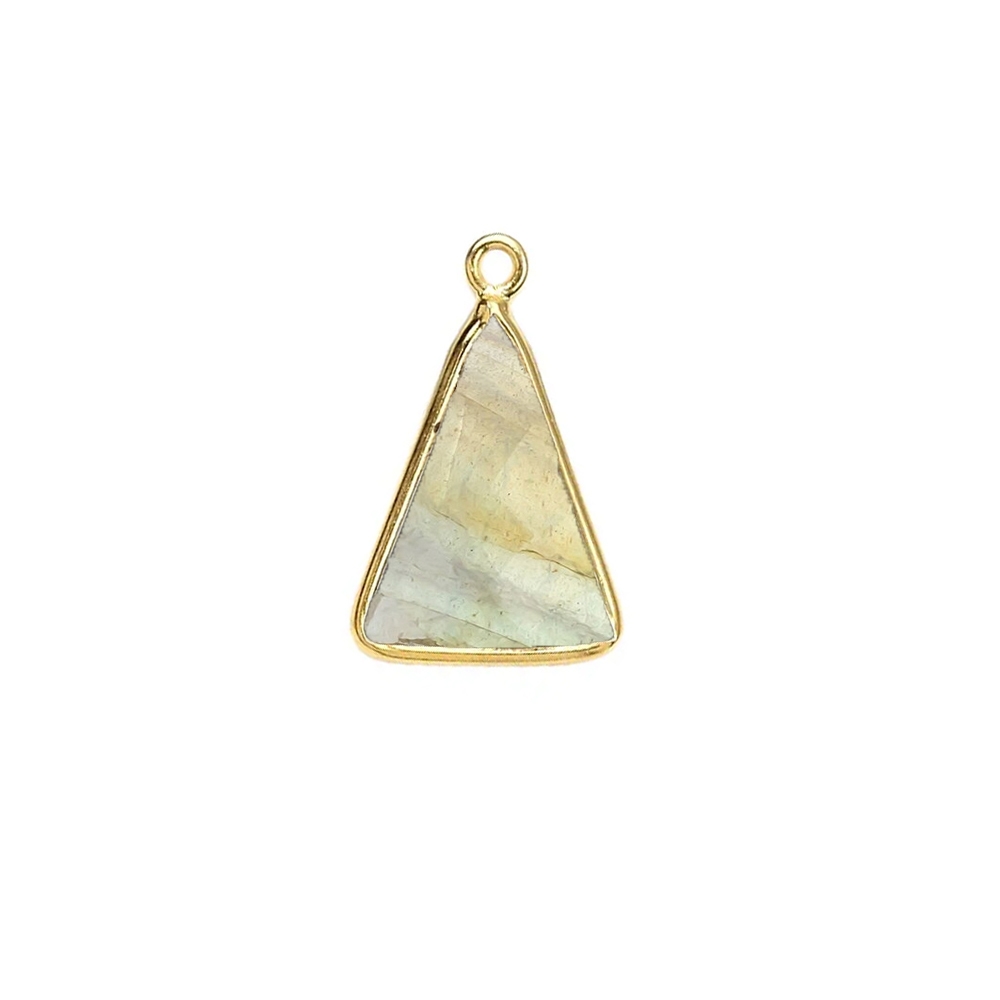 Labradorite Gemstone 10x15mm Triangle Shape Gold Vermeil Bezel set Charm