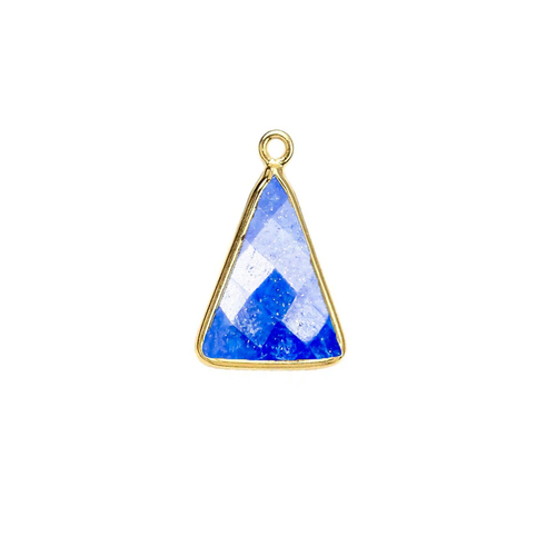 Lapis lazuli Gemstone 10x15mm Triangle Shape Gold Vermeil Bezel set Charm
