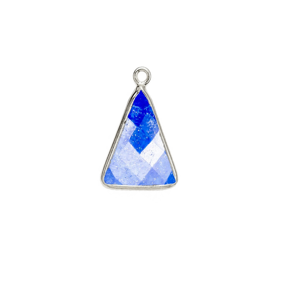 Lapis lazuli Gemstone 10x15mm Triangle Shape Gold Vermeil Bezel set Charm