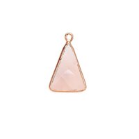 Pink Chalcedony Gemstone 10x15mm Triangle Shape Gold Vermeil Bezel set Charm