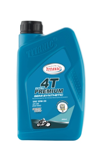 Natural Gold Titanic 4T Premium Semi Synthetic Sae 20W-50 Api Sm Bike Engine Oil