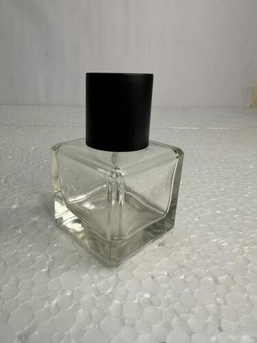 50ML Empty Clear Cube Glass Perfume Bottle With Screw Cap Neck