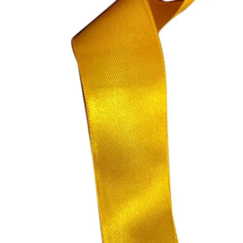 Yellow Satin Ribbon - One-Sided | Printed Pattern, Available in Different Sizes and Assorted Colors