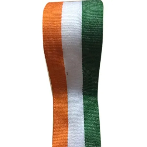 50mm Tiranga Polyester Ribbon - One Sided 50mm Width | Vibrant Printed Saffron White and Green Hues for Indoor or Outdoor Use