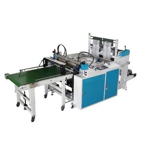 Automatic Biodegradable Bag Making Machine - Color: White & Blue