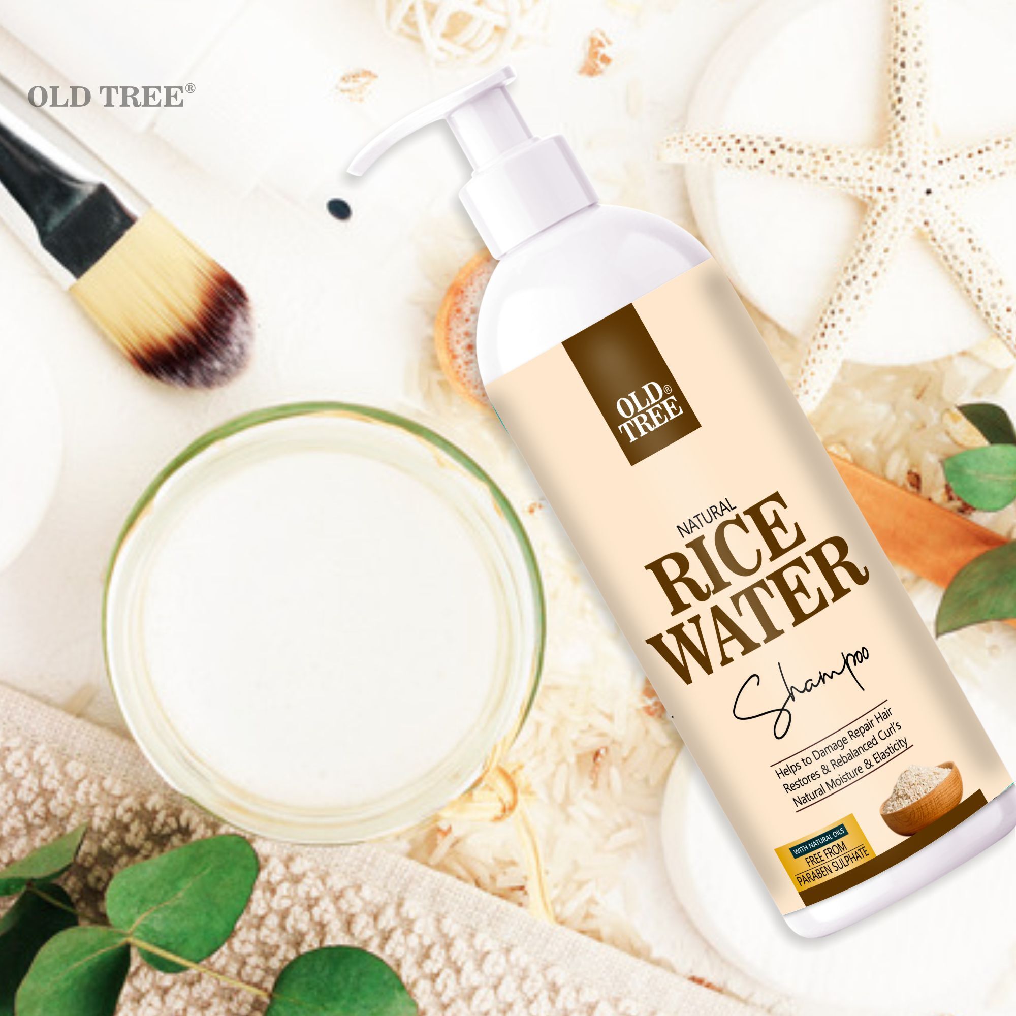 Old Tree Rice Water Shampoo for hair smoother 500ml.