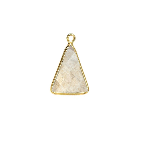 Pyrite Gemstone 10x15mm Triangle Shape Gold Vermeil Bezel set Charm