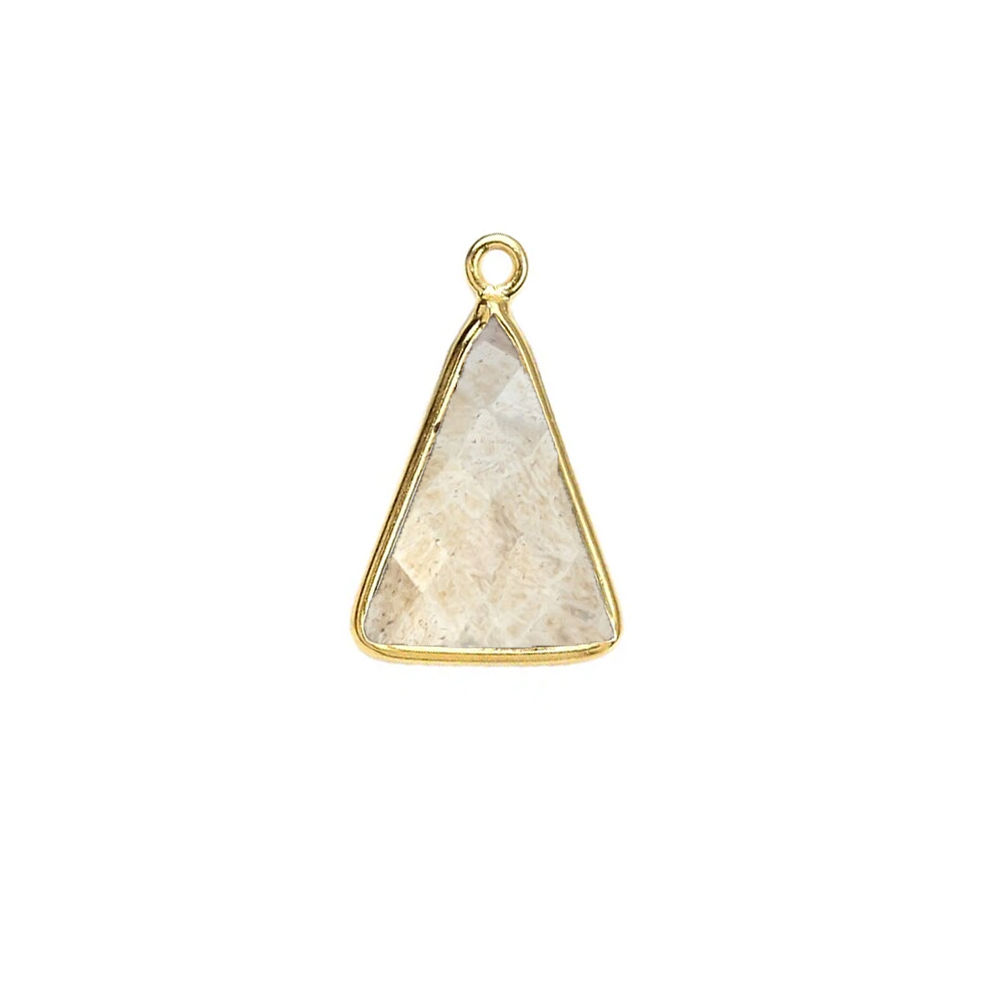 Pyrite Gemstone 10x15mm Triangle Shape Gold Vermeil Bezel set Charm