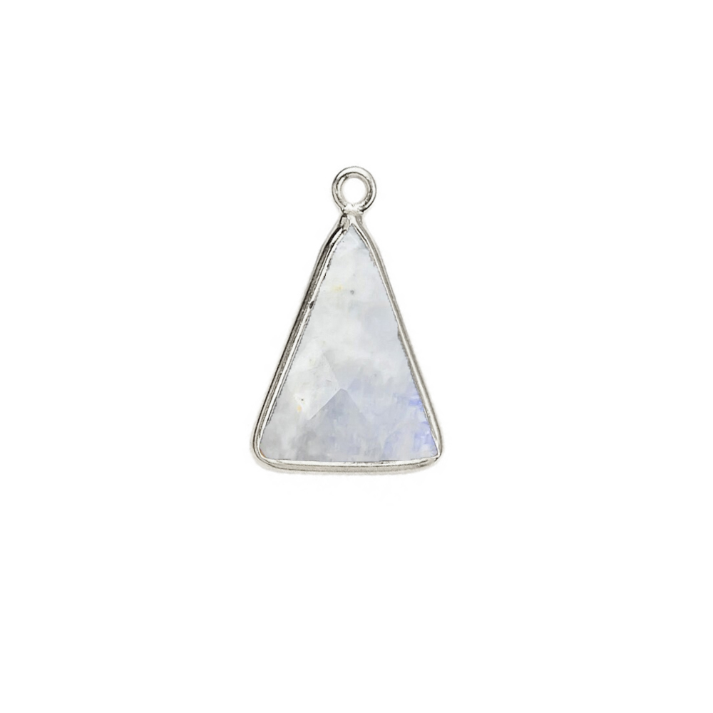 Rainbow Moonstone Gemstone 10x15mm Triangle Shape Gold Vermeil Bezel set Charm